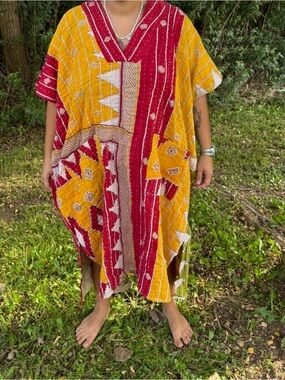 Kantha kaftan dress with pockets Kantha muumuu